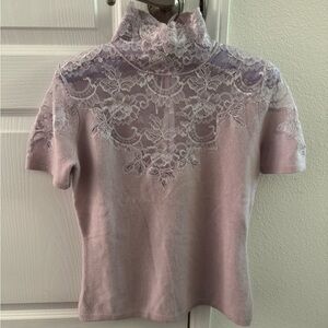 Elegant Lace cashmere Women's Top in Lavender